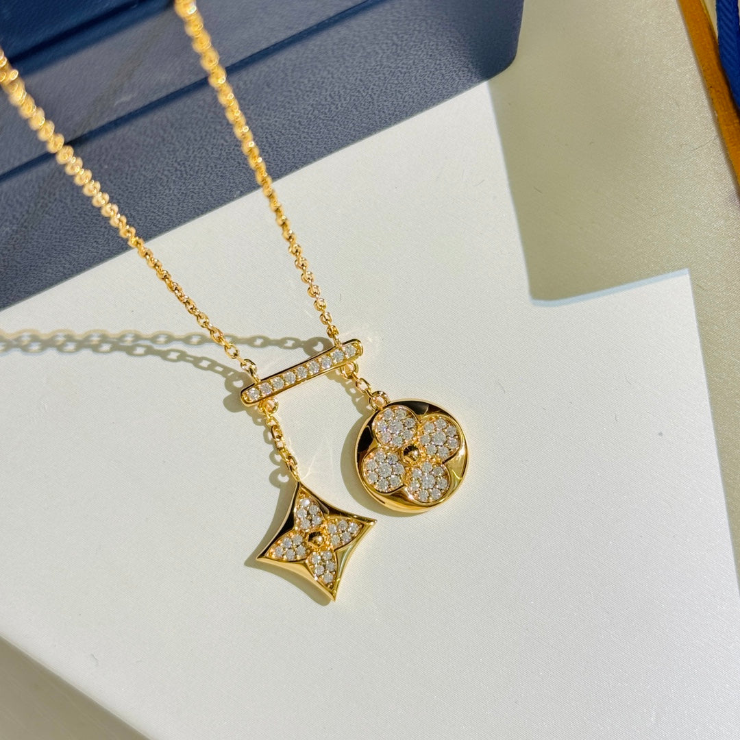 rose gold 18k gold plate clover Necklace for women - alternate angle view 5