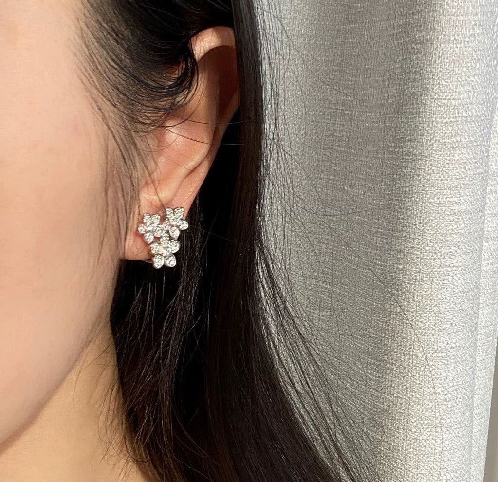 gold floral Stud Earrings for women - alternate angle view 6