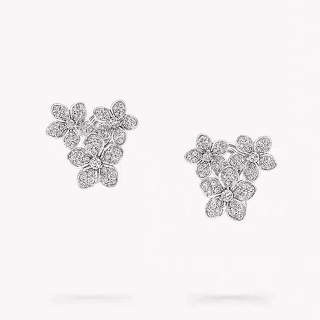 gold floral Stud Earrings for women - product detail view
