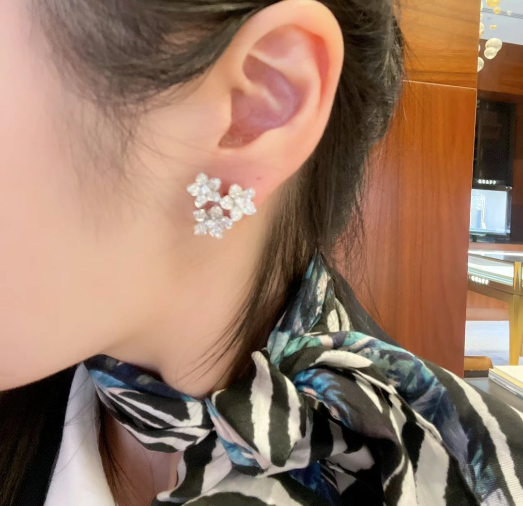 gold floral Stud Earrings for women - alternate angle view 7