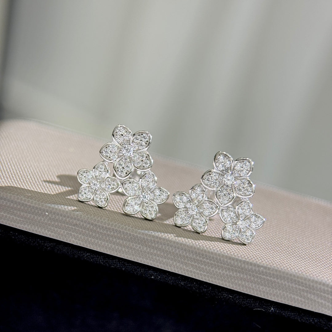 gold floral Stud Earrings for women - alternate angle view 5