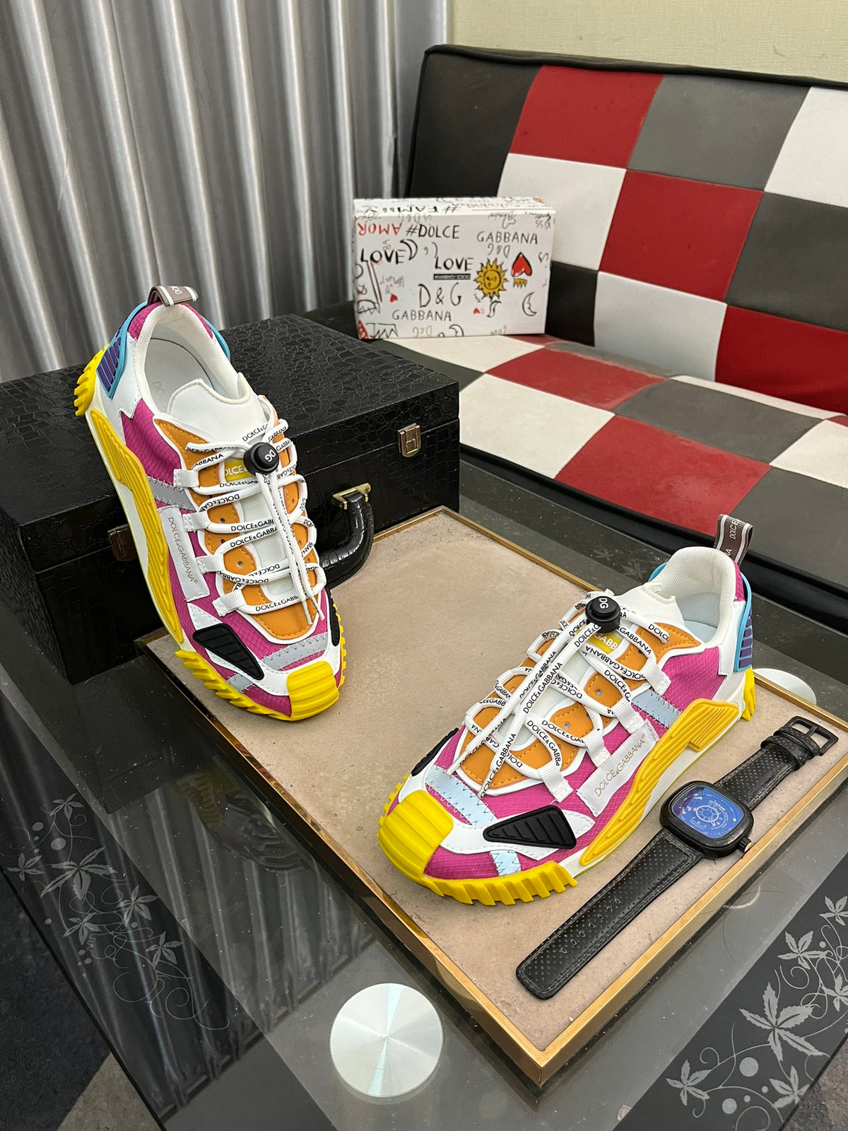 Dolce & Gabbana DG Couple's Multi-Material Casual Sneakers Multi-Color