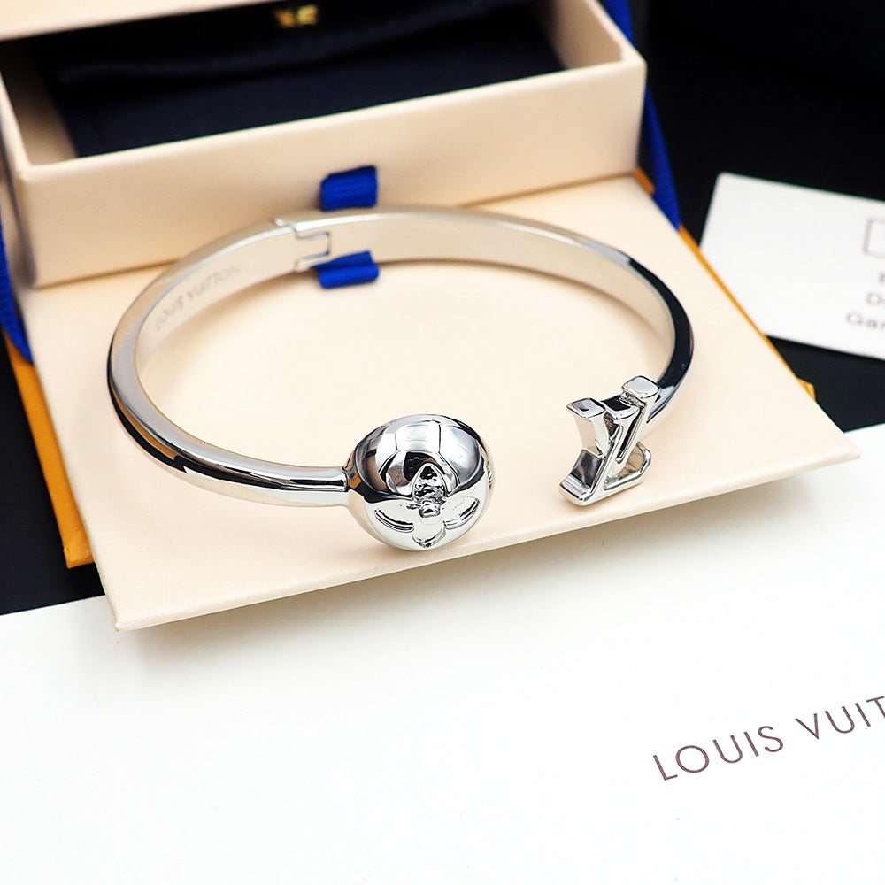 gold crystal floral Bangle for women - alternate angle view 4