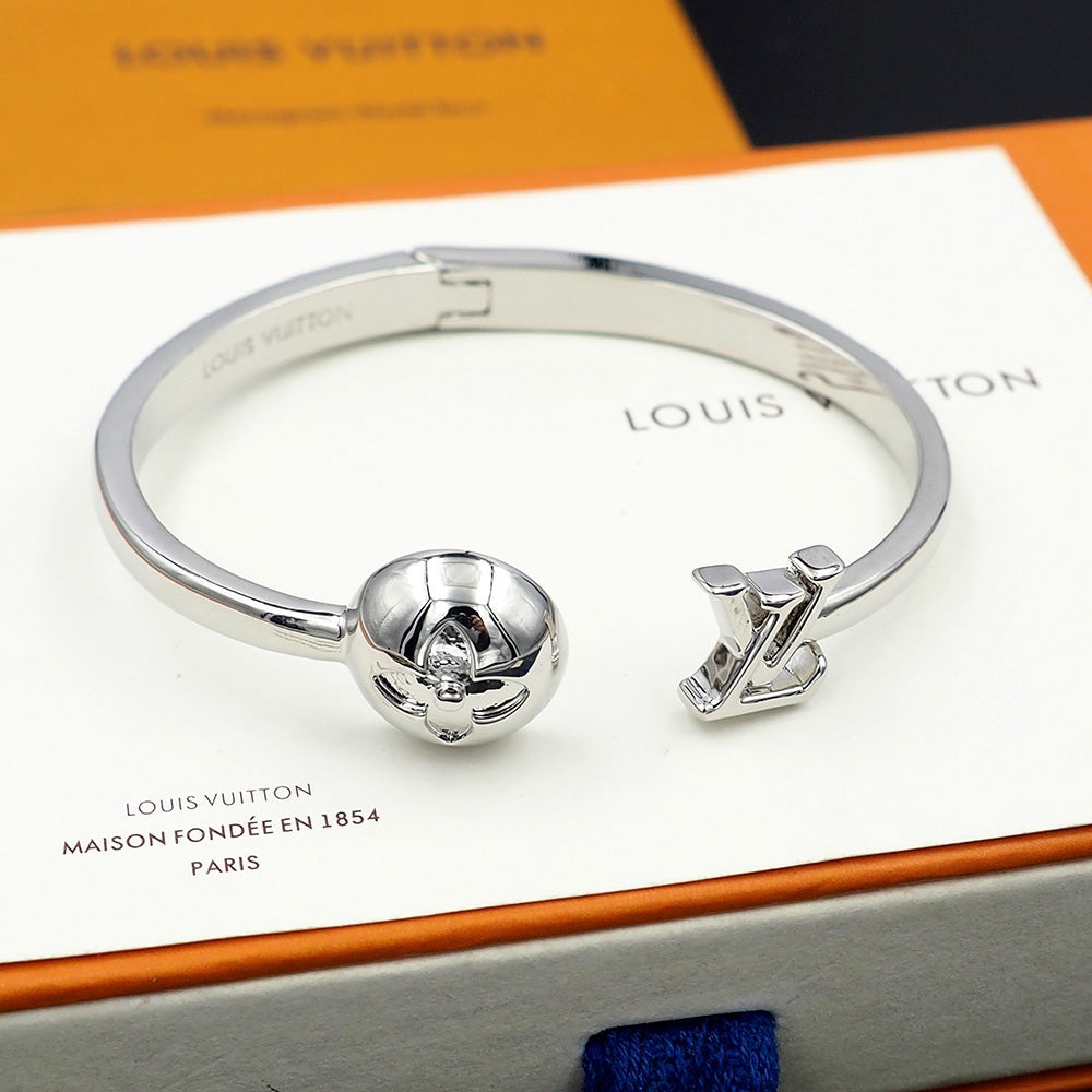 gold crystal floral Bangle for women - alternate angle view 3