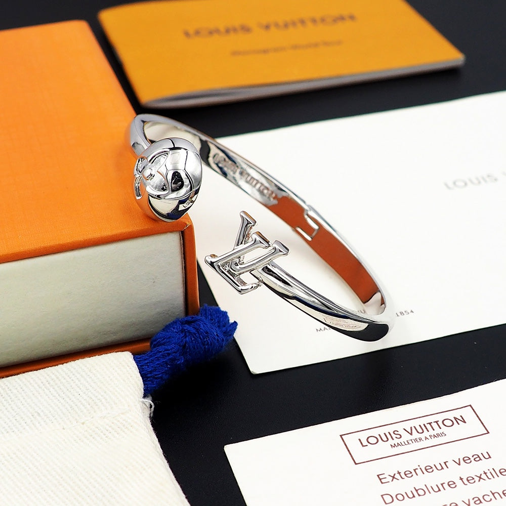 gold crystal floral Bangle for women - alternate angle view 7