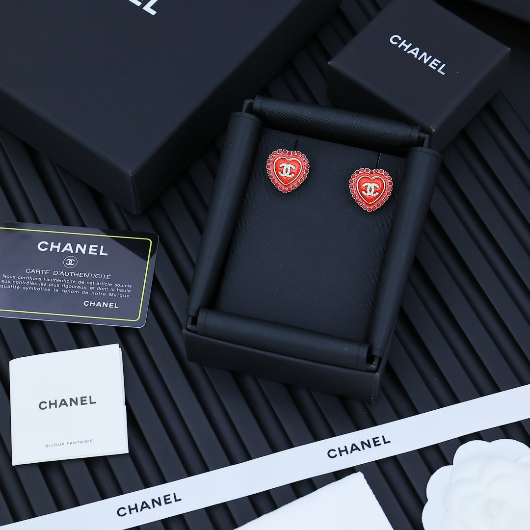 red resin heart Stud Earrings for women - alternate angle view 5