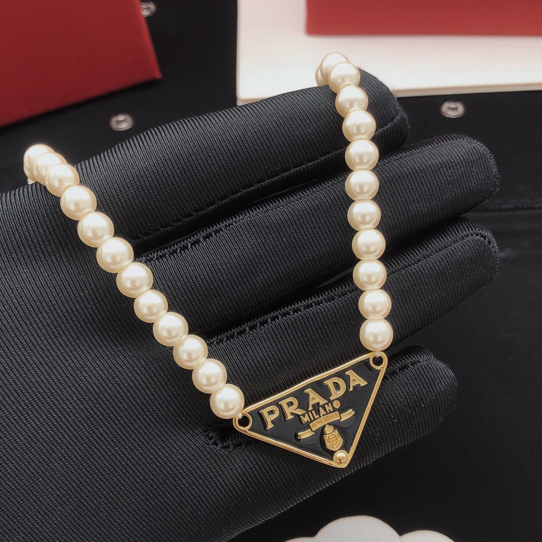 yellow brass pearl Necklace for women - alternate angle view 7