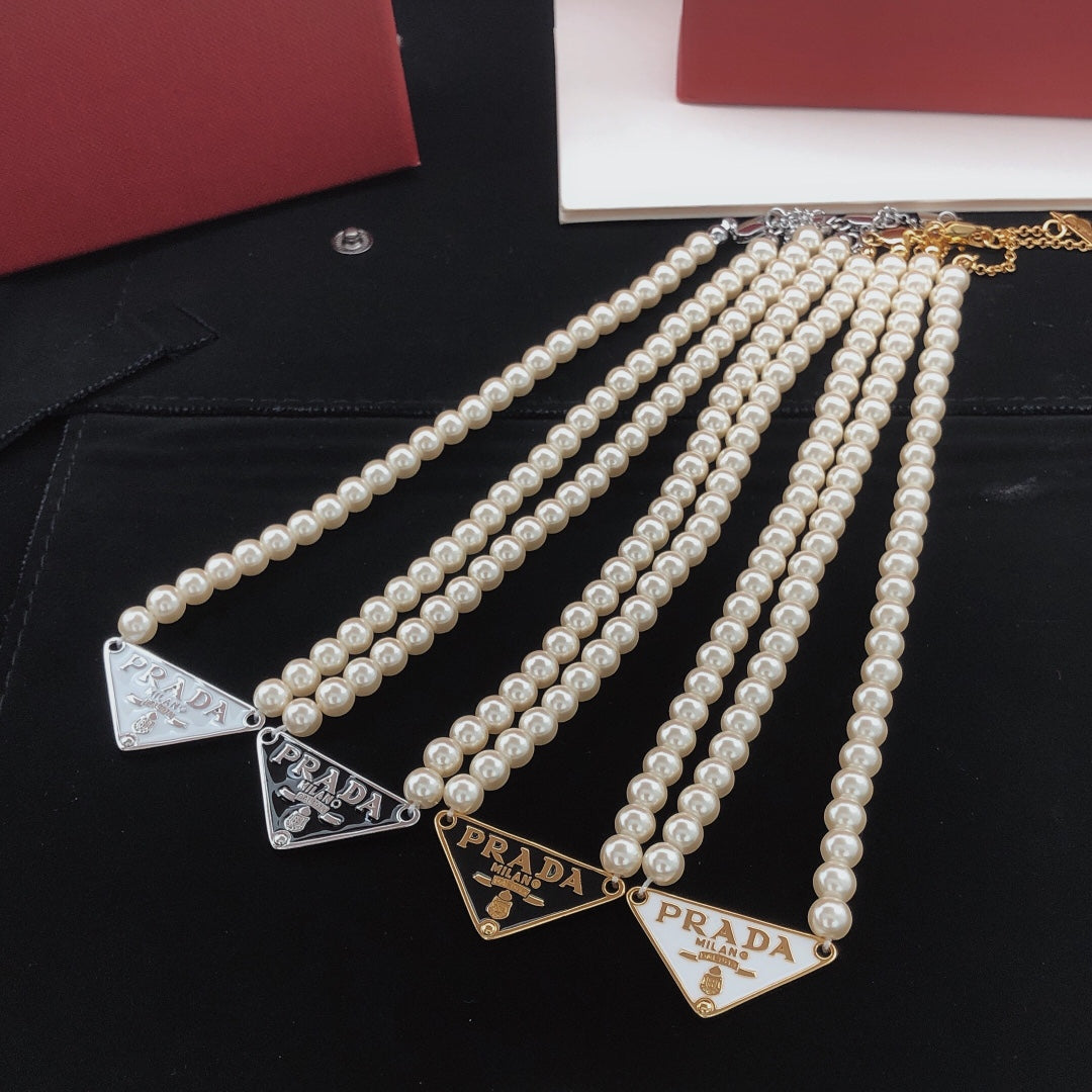 yellow brass pearl Necklace for women - alternate angle view 9