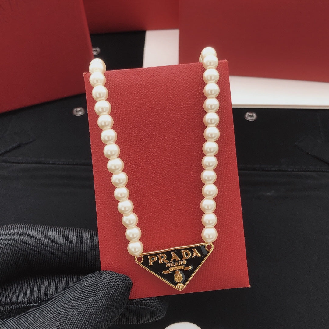 yellow brass pearl Necklace for women - alternate angle view 8