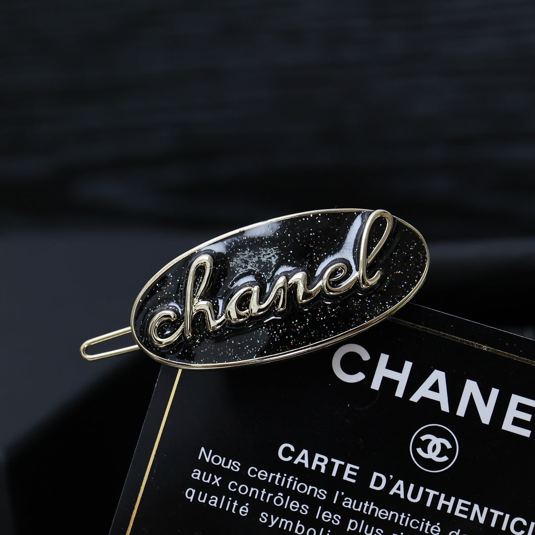 gold enamel letter Hair Clip for women - product detail view