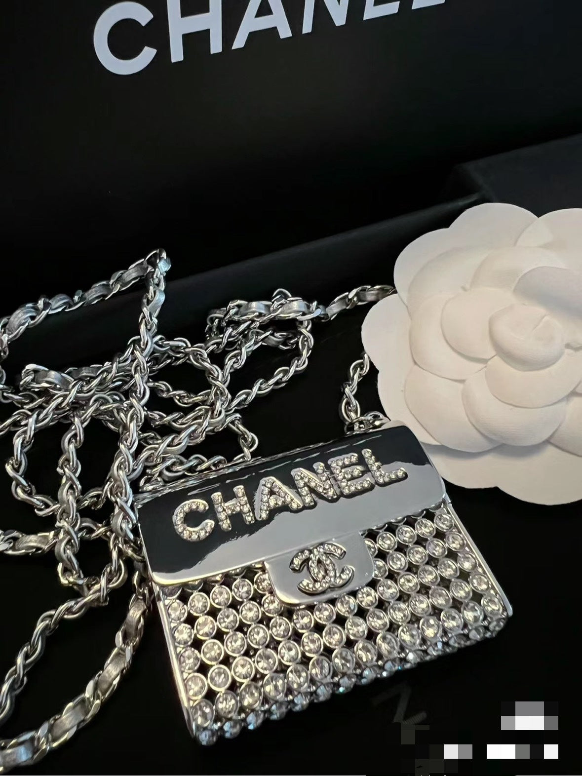 gold crystal double c Necklace for women - product detail view