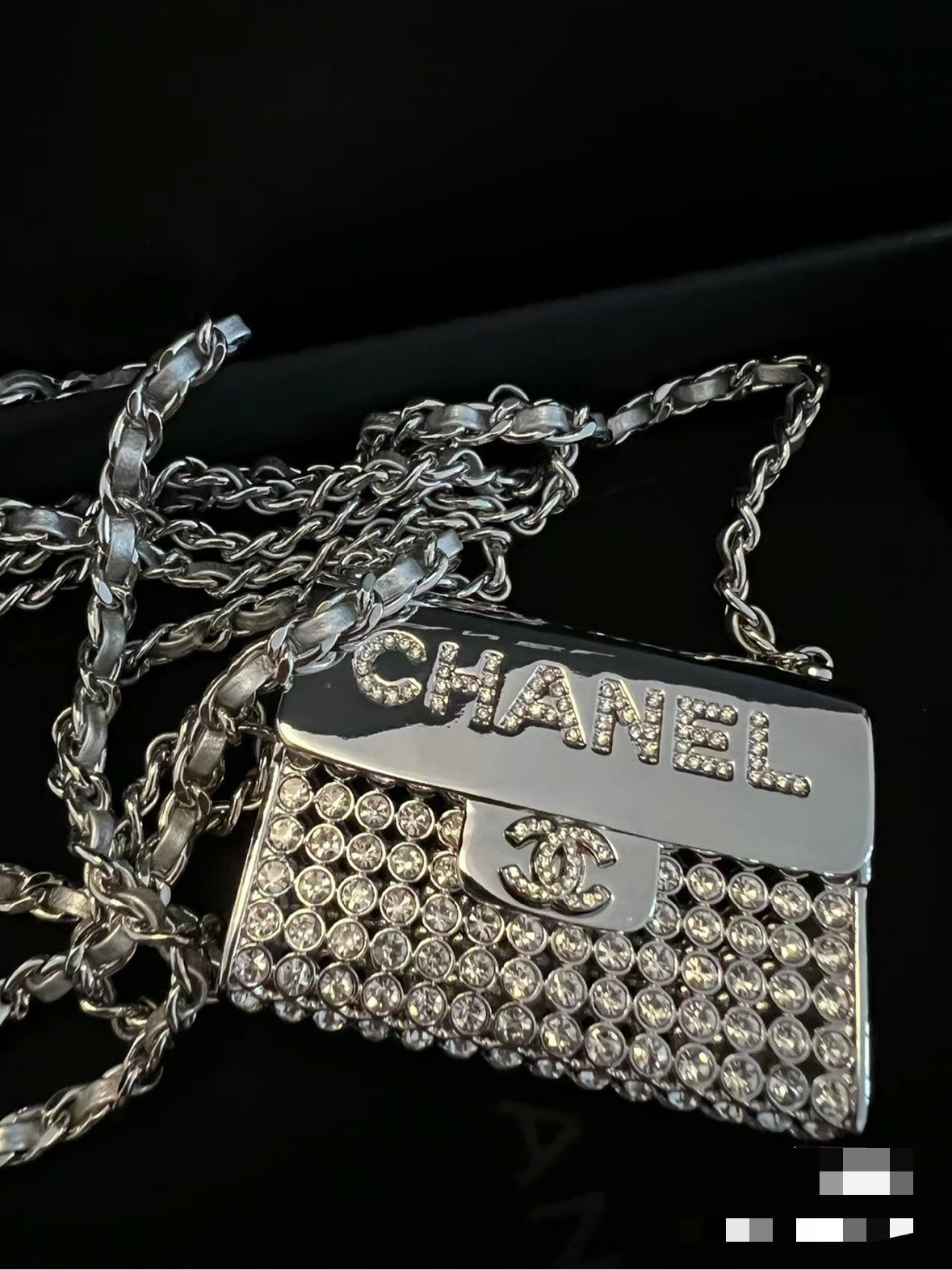 gold crystal double c Necklace for women - alternate angle view 5