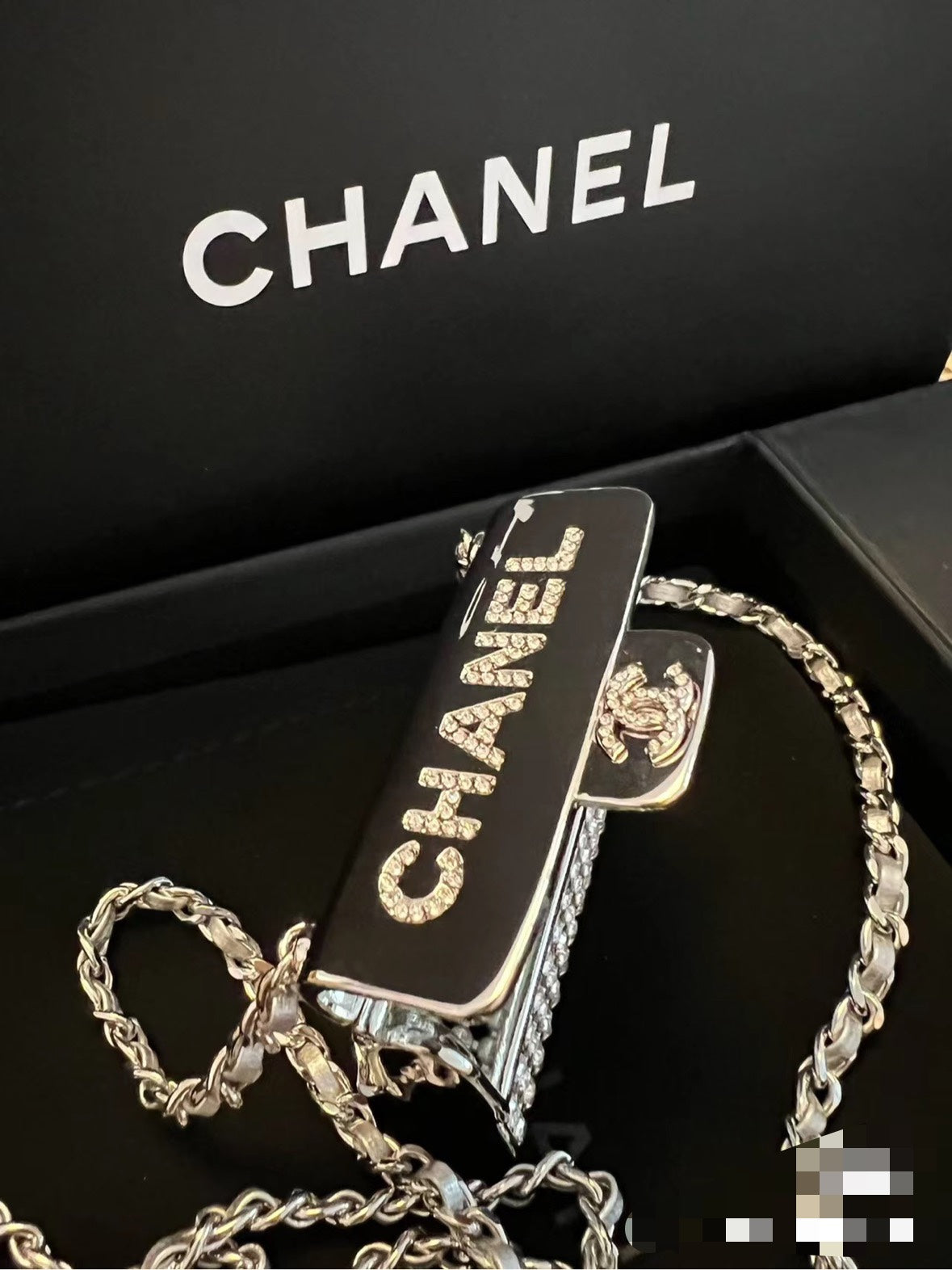 gold crystal double c Necklace for women - alternate angle view 3