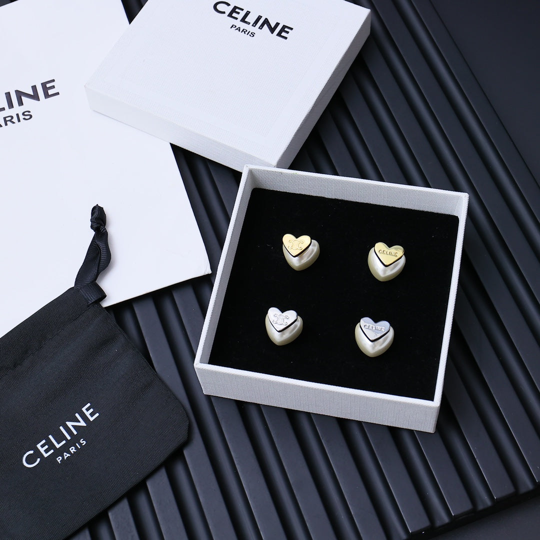 pearl heart Stud Earrings for women - alternate angle view 6