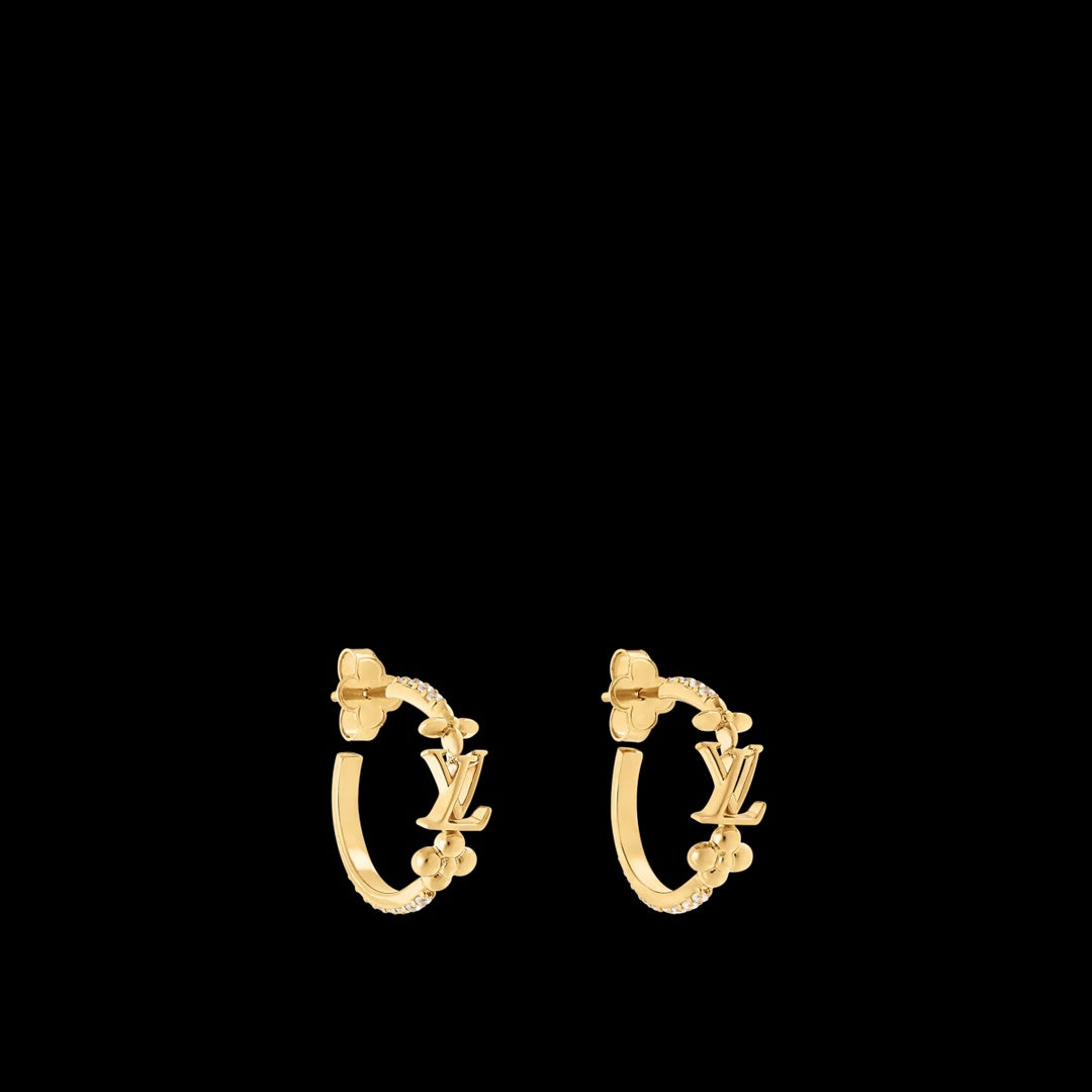 yellow brass letter Stud Earrings for women - product detail view