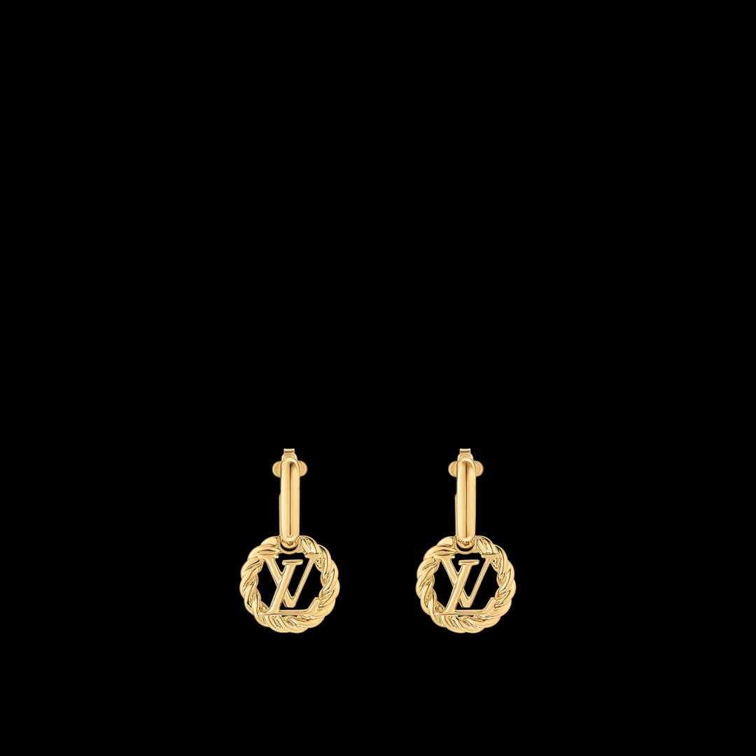 yellow brass letter Stud Earrings for women - product detail view