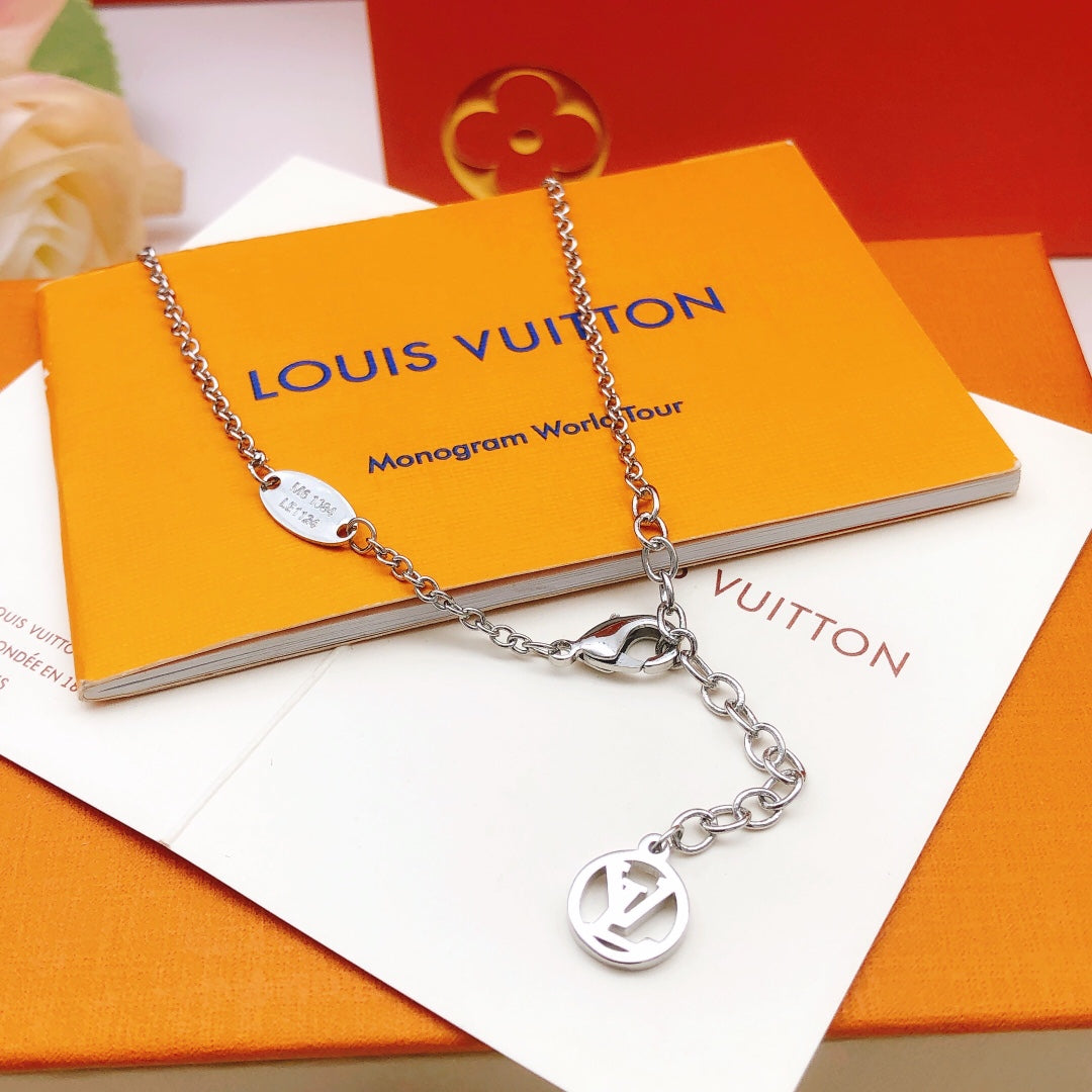 silver brass crystal inlaid Necklace for women - alternate angle view 3