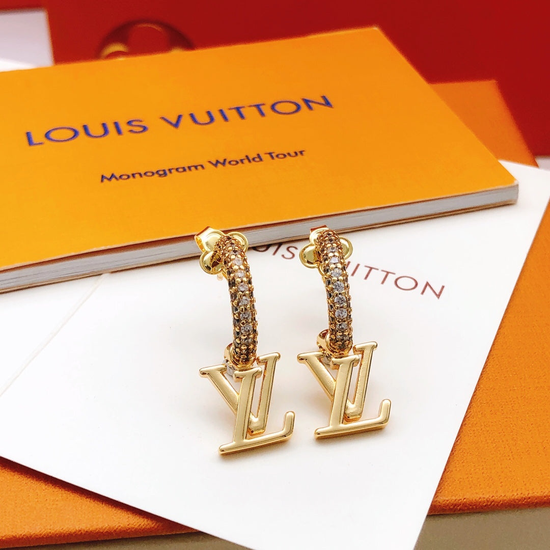 yellow brass Hook Earrings for women - product detail view