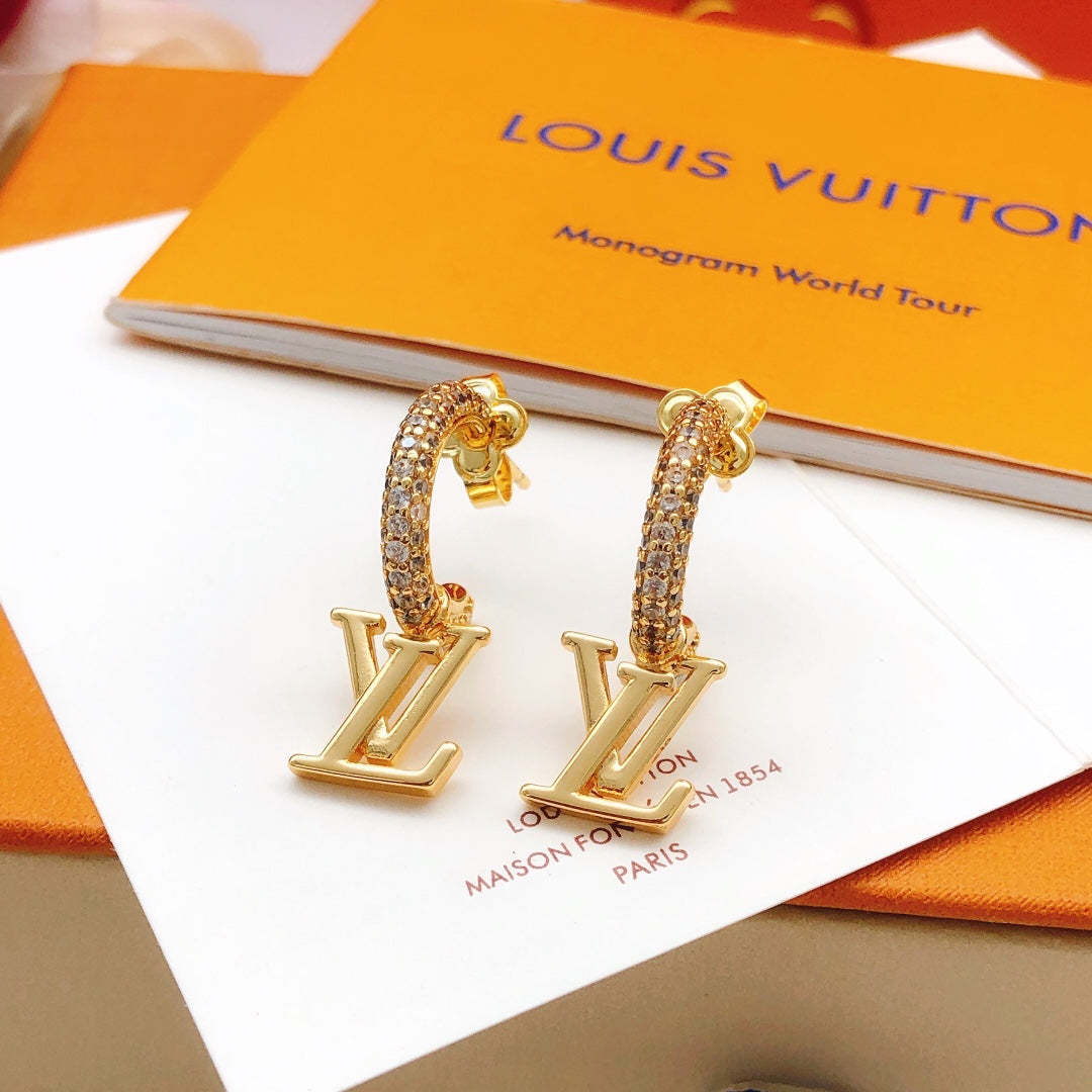 yellow brass Hook Earrings for women - alternate angle view 3