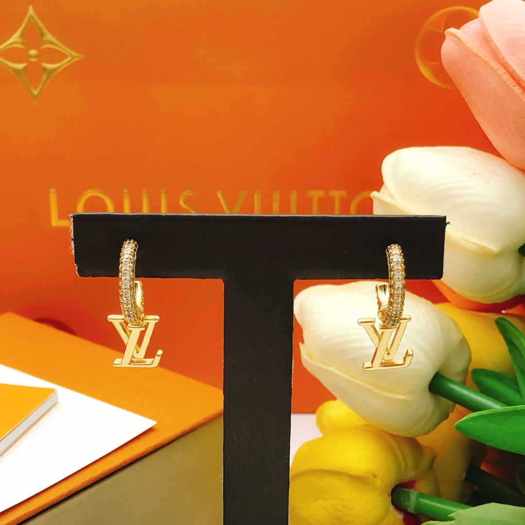 yellow brass Hook Earrings for women - alternate angle view 4