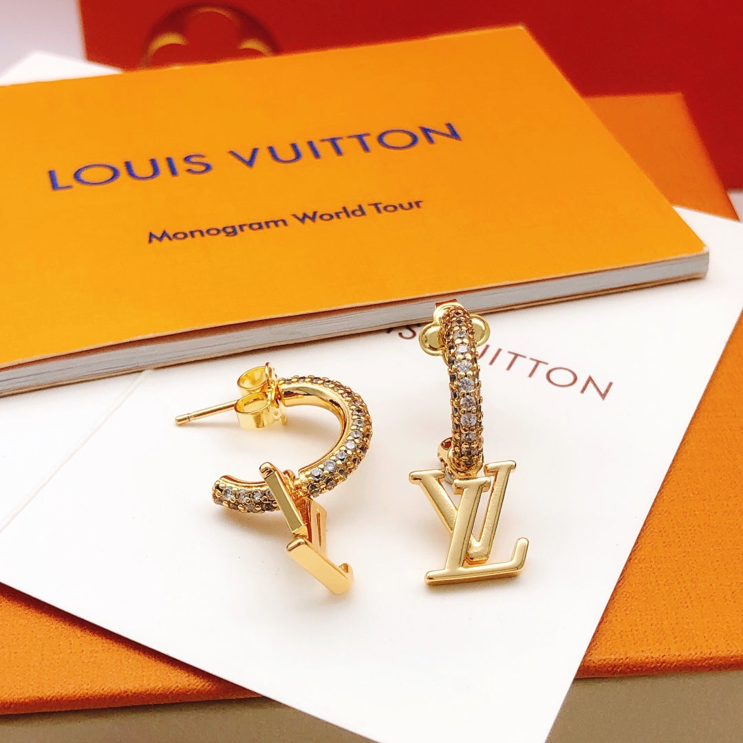 yellow brass Hook Earrings for women - alternate angle view 2