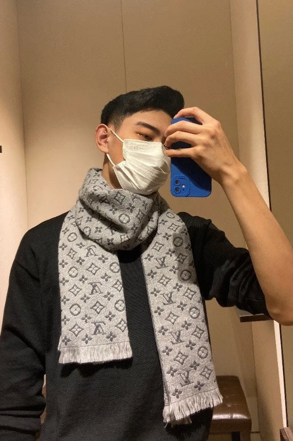 wool floral Scarf for men - product detail view