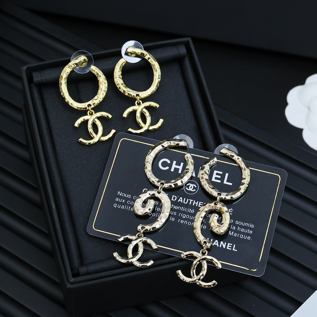 gold double c Drop Earrings for women - product detail view