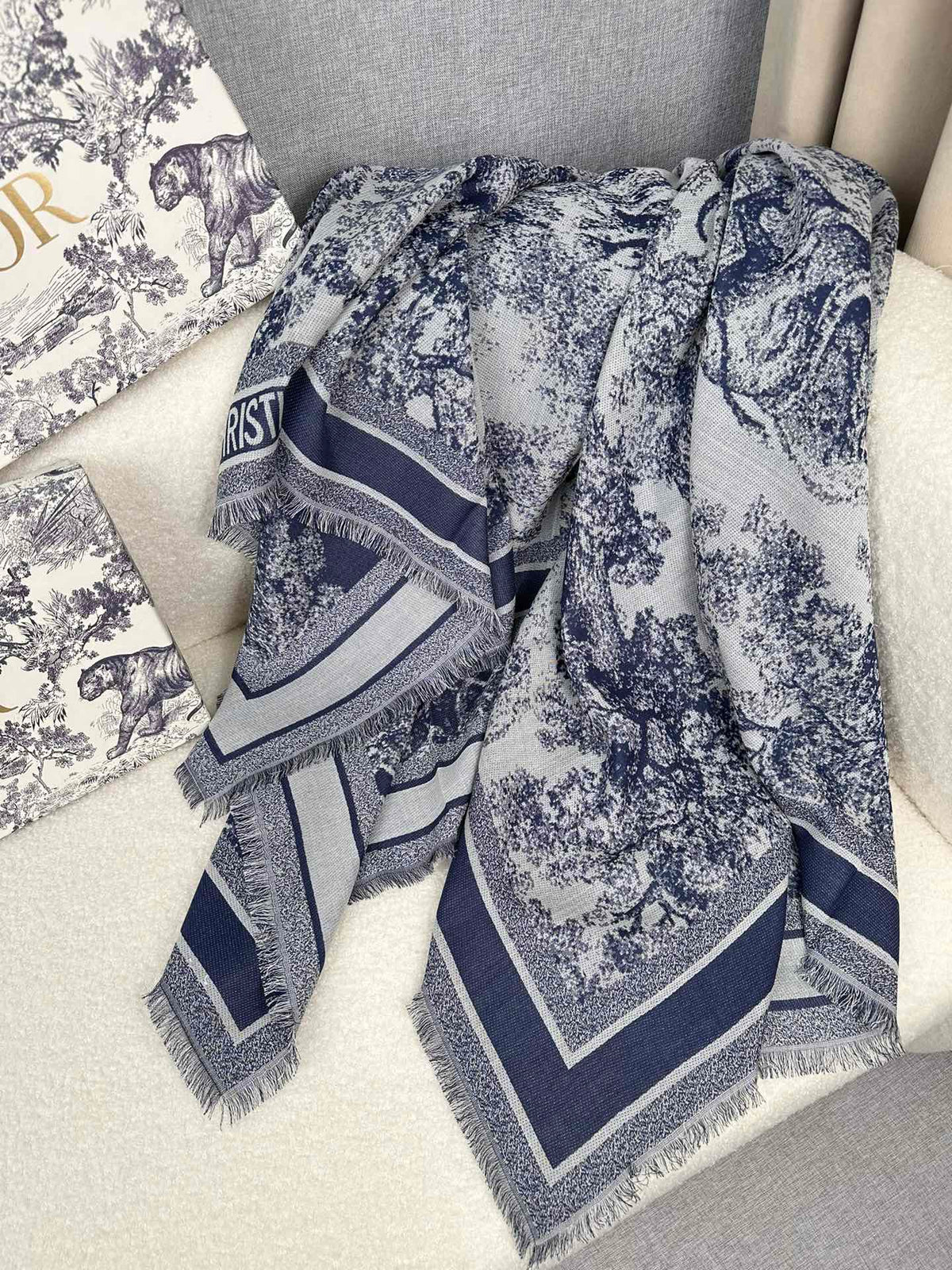 gray velvet floral Shawl for women - alternate angle view 9