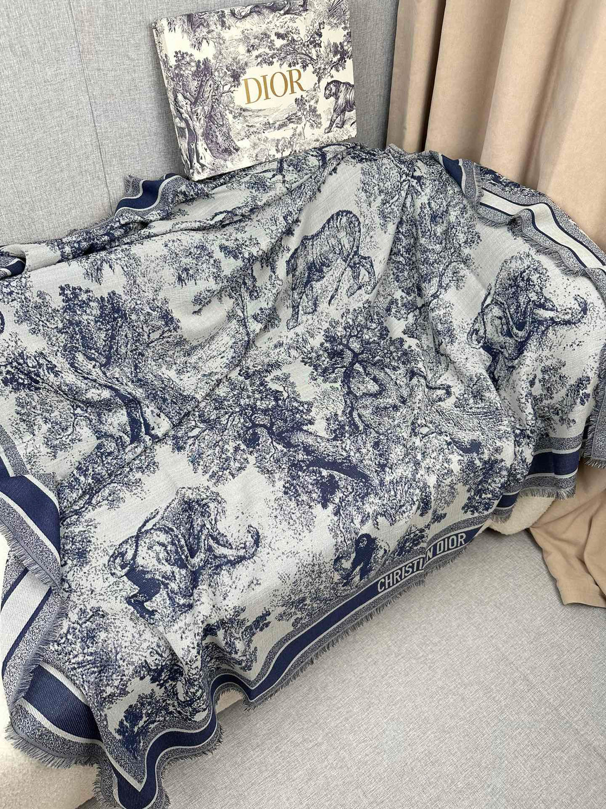 gray velvet floral Shawl for women - alternate angle view 3