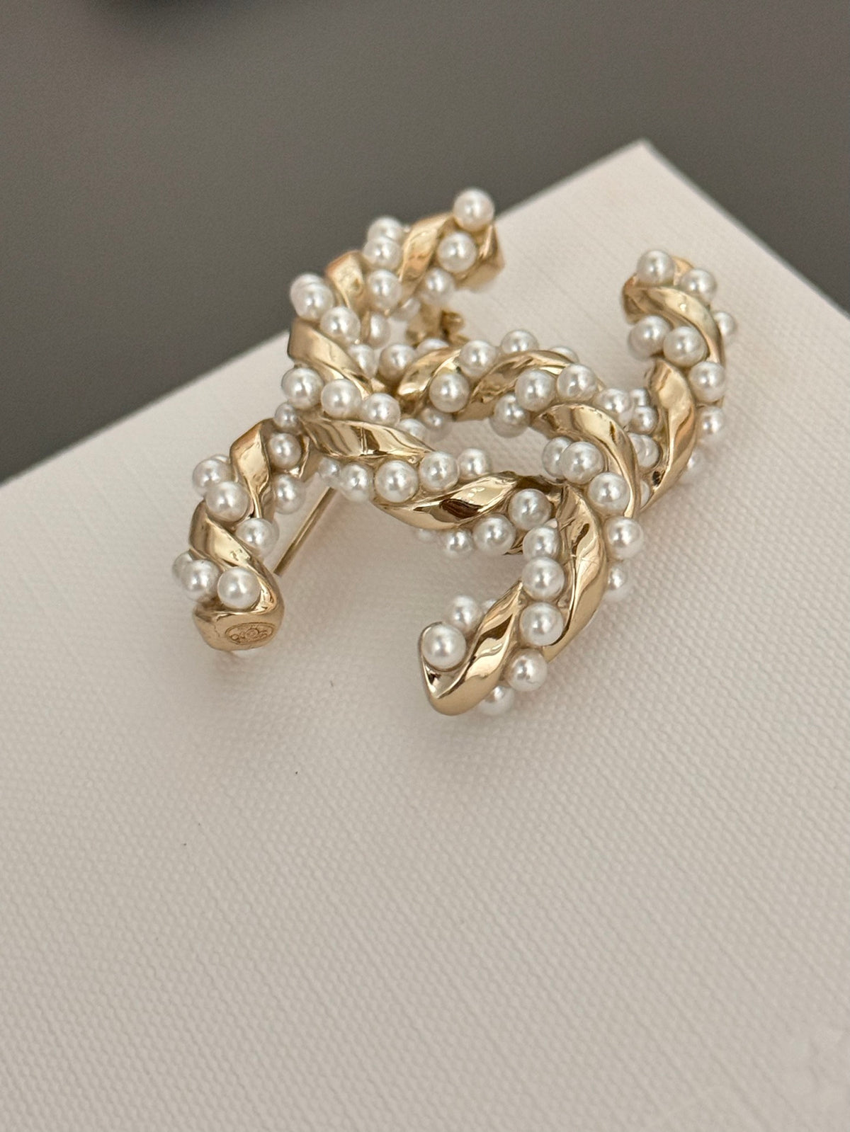 yellow brass double c Brooch for men - alternate angle view 6