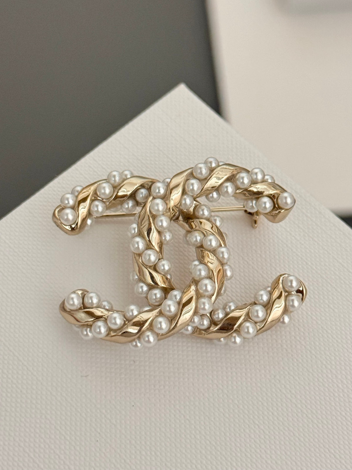 yellow brass double c Brooch for men - alternate angle view 5