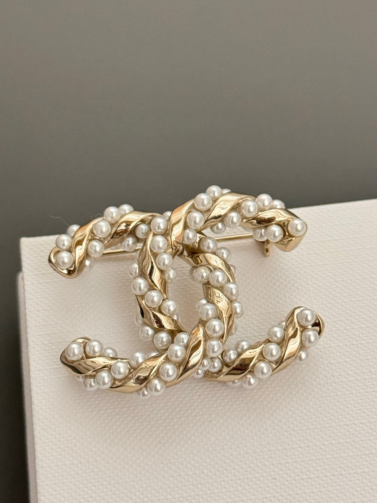 yellow brass double c Brooch for men - alternate angle view 7