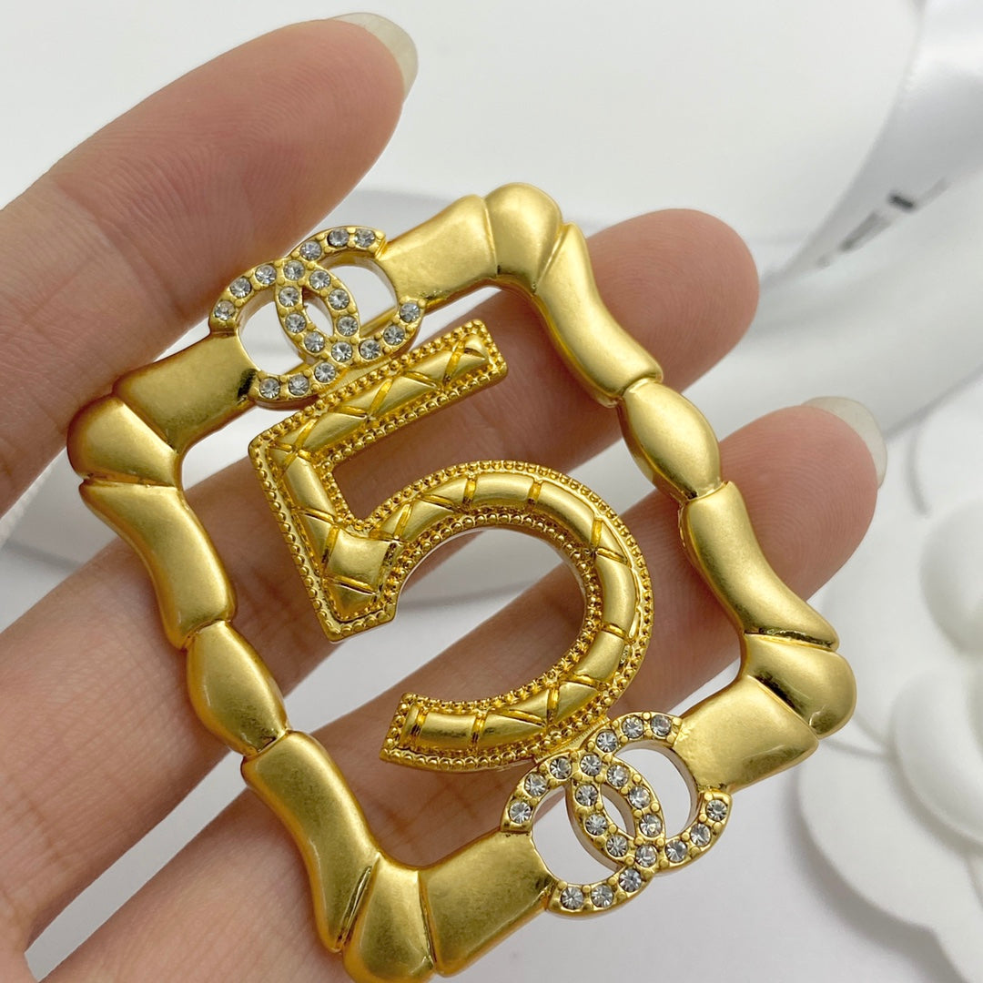 gold letter Brooch for women - alternate angle view 2