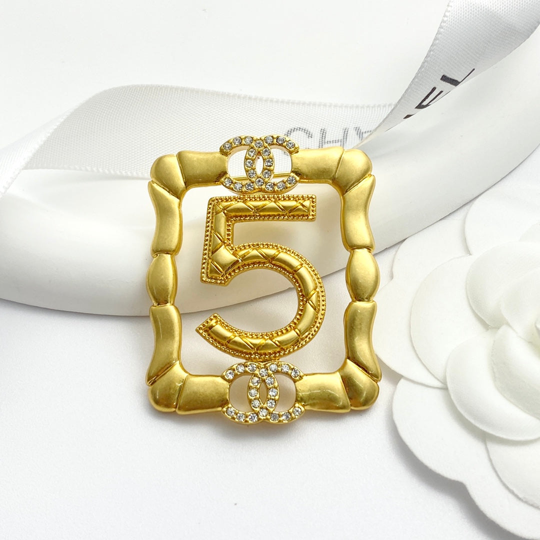gold letter Brooch for women - product detail view