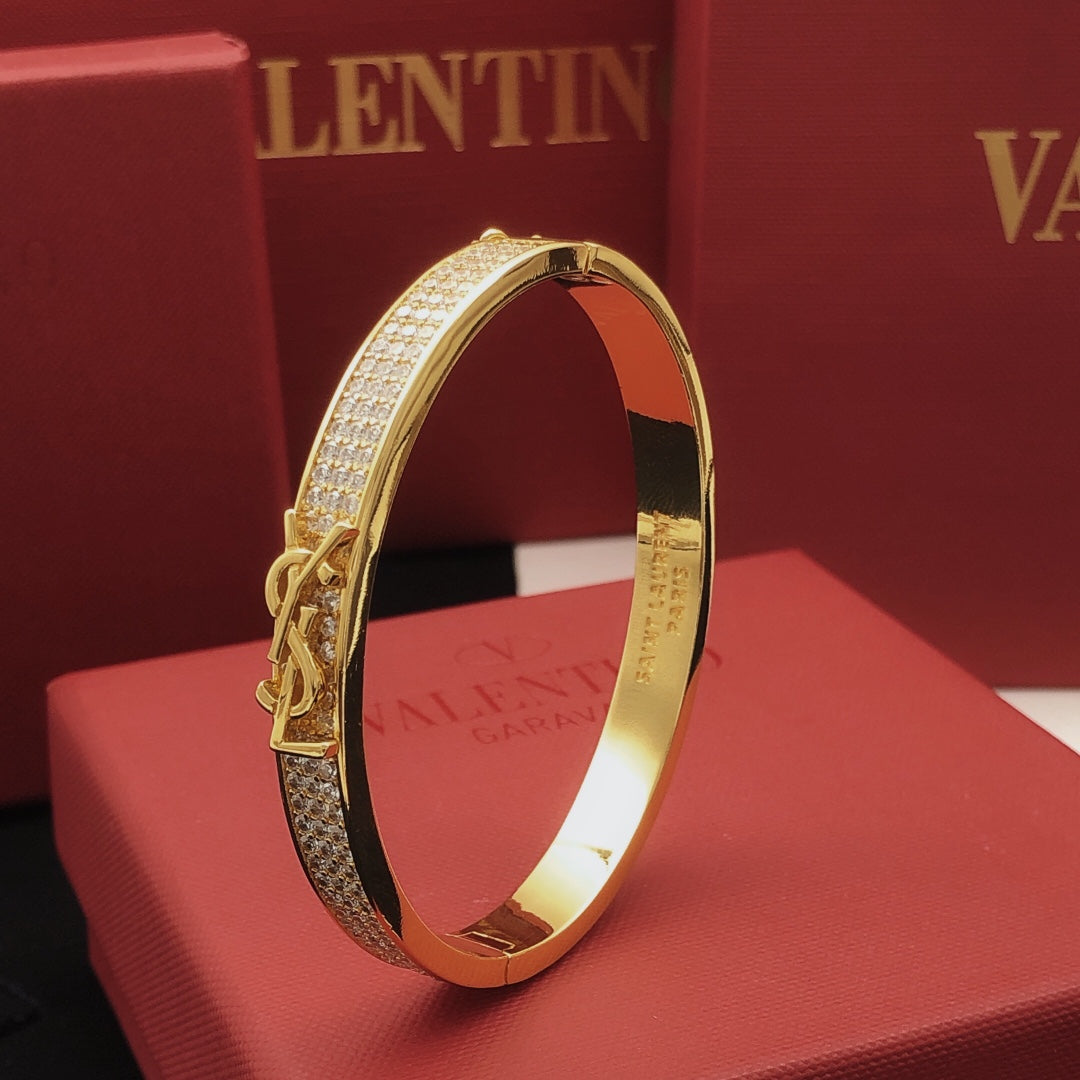 yellow brass Bangle for women - alternate angle view 2