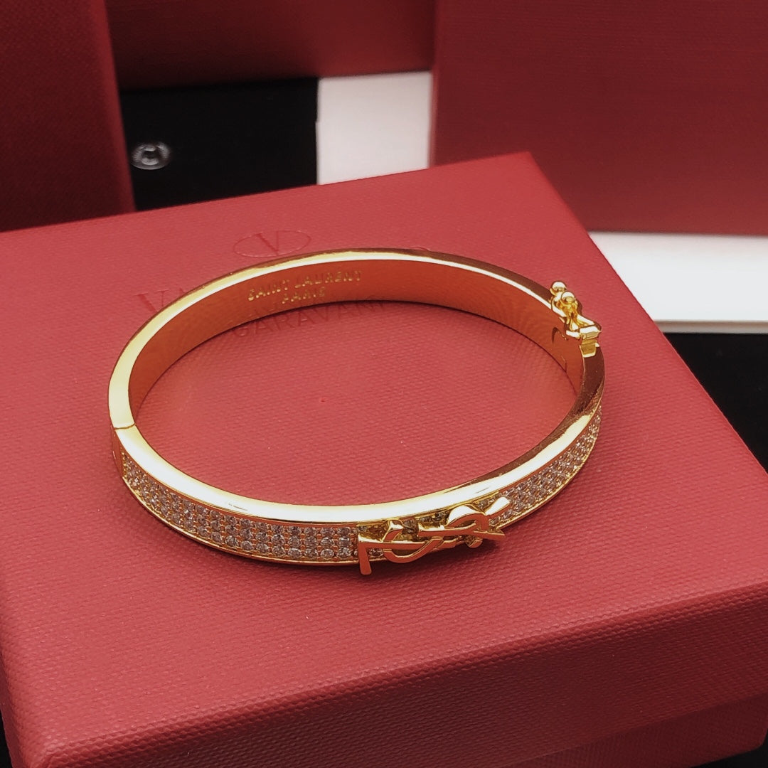 yellow brass Bangle for women - alternate angle view 3