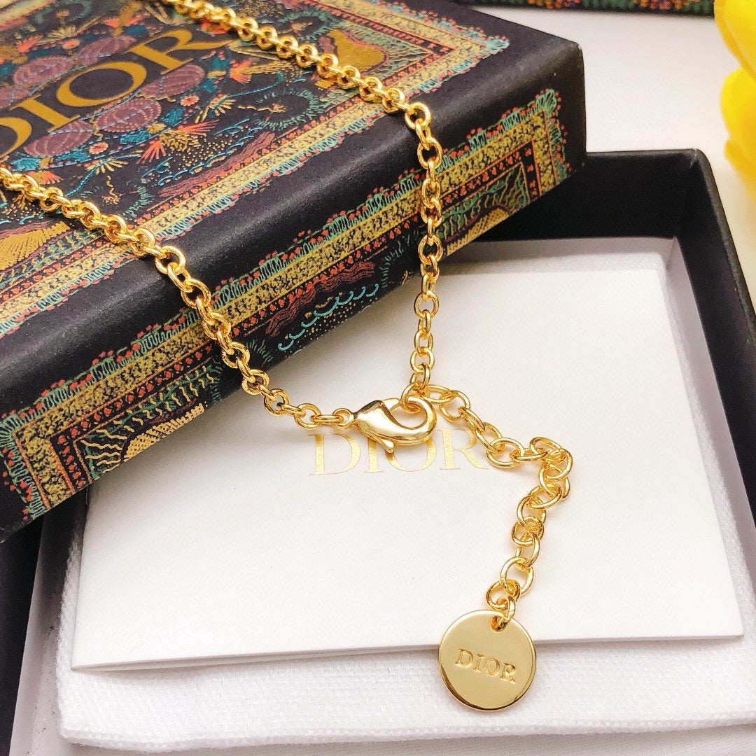 yellow brass letter Necklace for women - alternate angle view 6