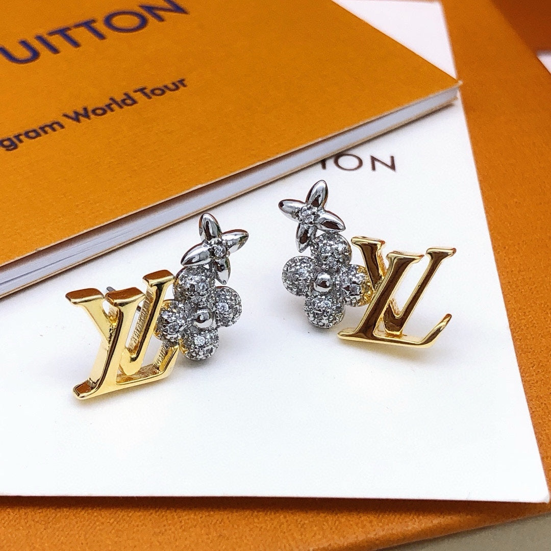 silver brass Stud Earrings for women - alternate angle view 5