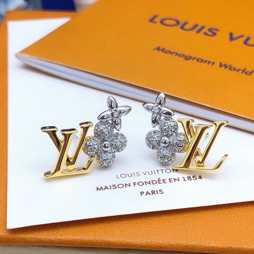 silver brass Stud Earrings for women - product detail view