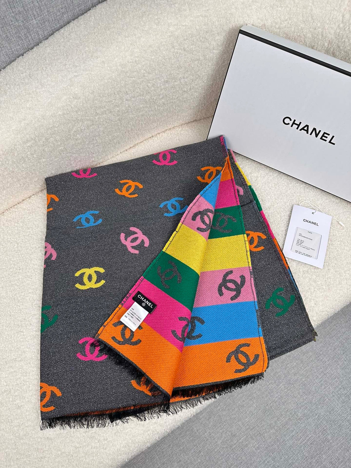 rainbow elegant Scarf for women - alternate angle view 3