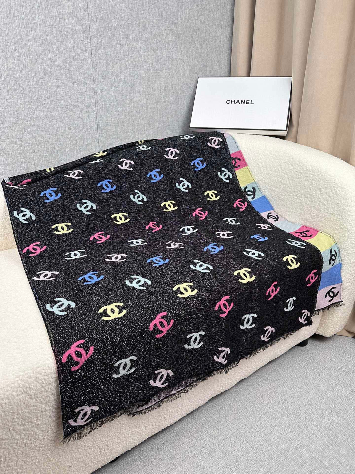 rainbow elegant Scarf for women - alternate angle view 4
