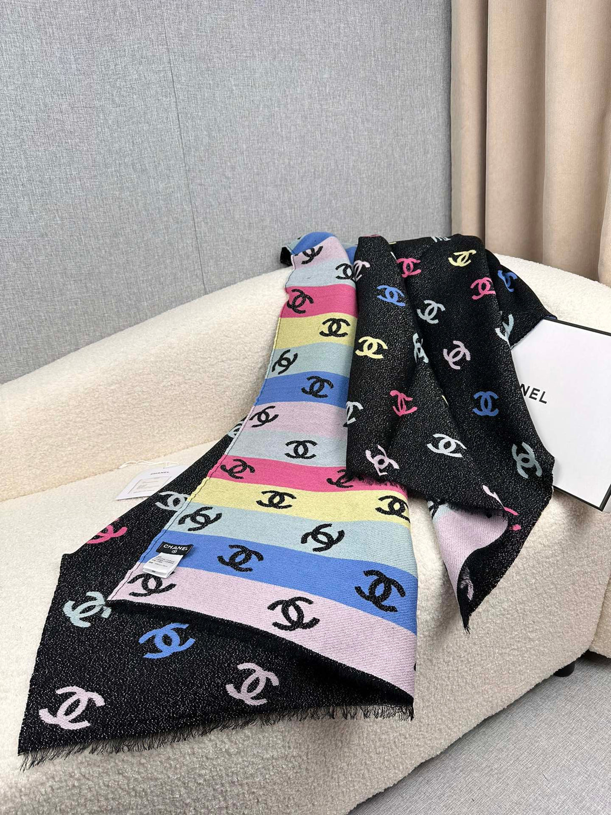 rainbow elegant Scarf for women - alternate angle view 7