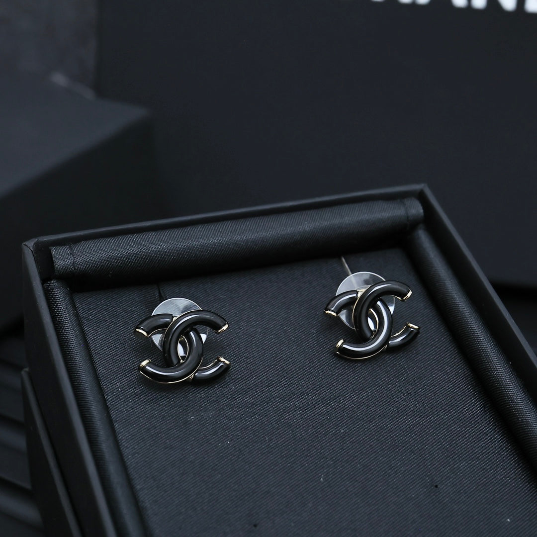 light gold acrylic double c Stud Earrings for women - alternate angle view 6