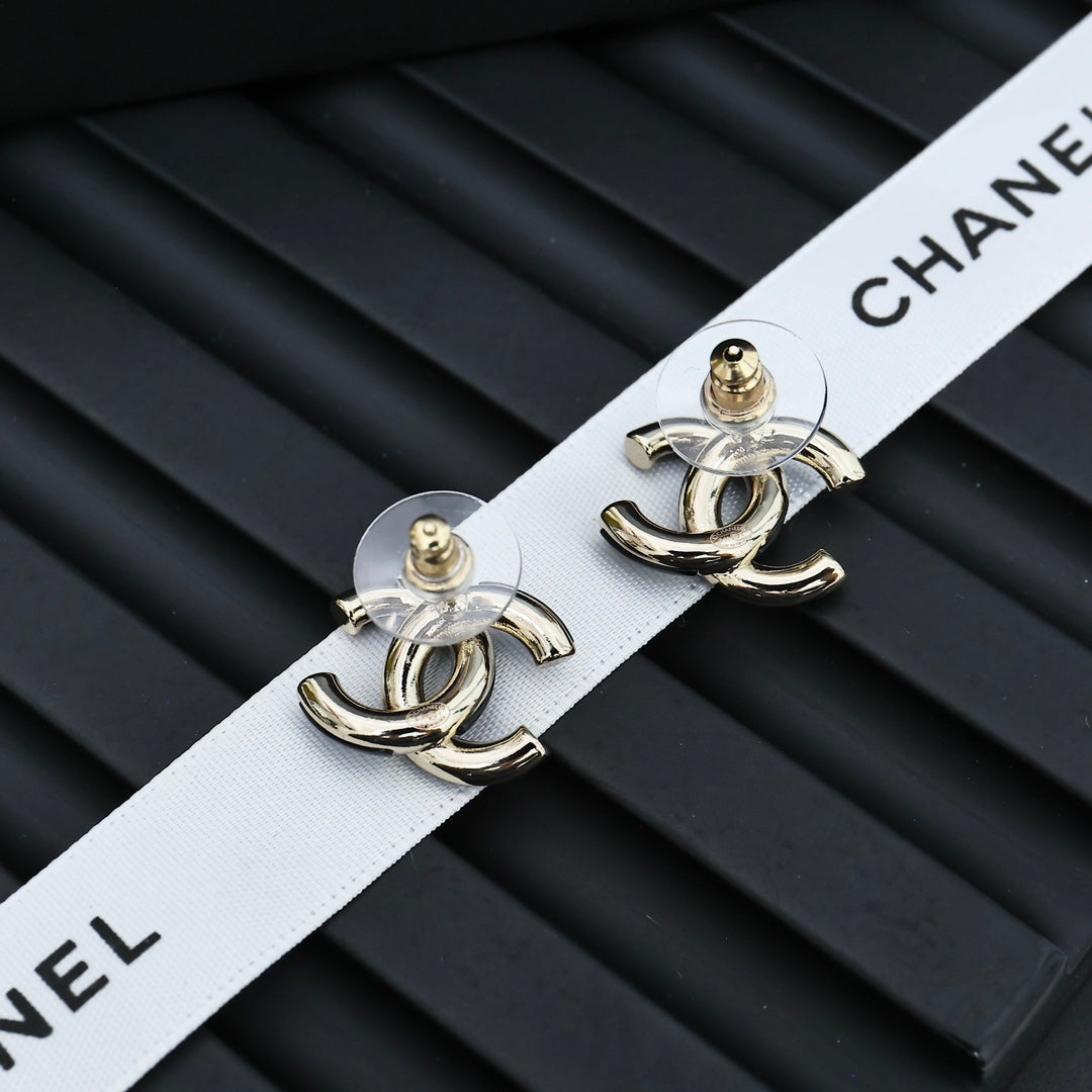 light gold acrylic double c Stud Earrings for women - alternate angle view 7