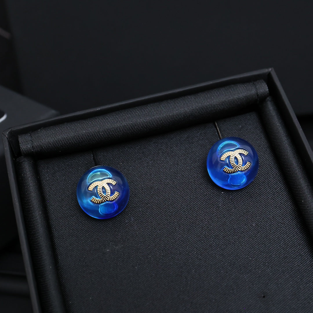blue resin vintage Stud Earrings for women - alternate angle view 4