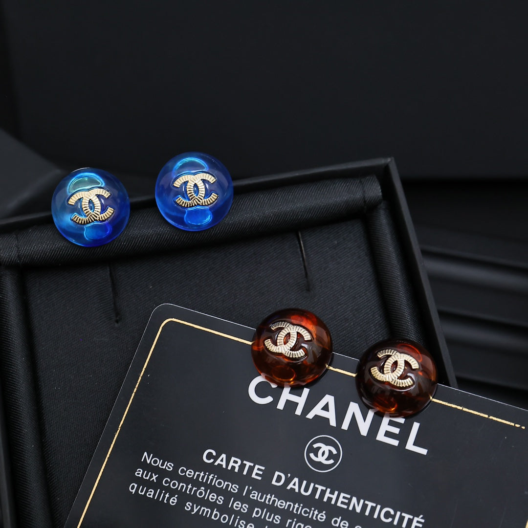 blue resin vintage Stud Earrings for women - alternate angle view 6