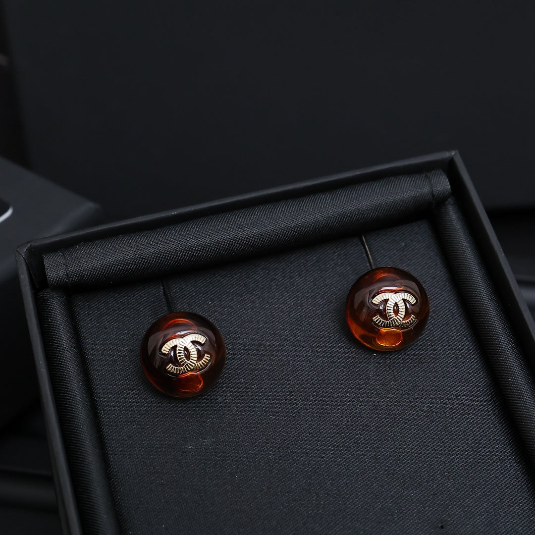 blue resin vintage Stud Earrings for women - alternate angle view 2
