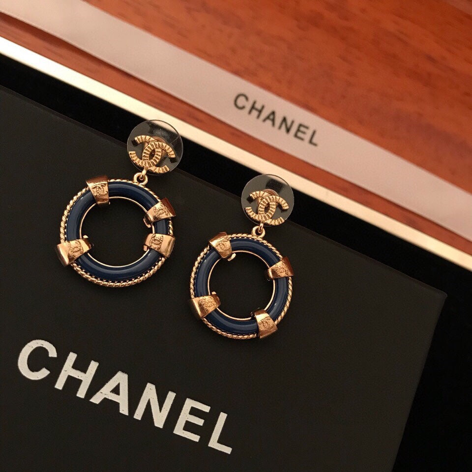 yellow brass double c Stud Earrings for women - alternate angle view 4