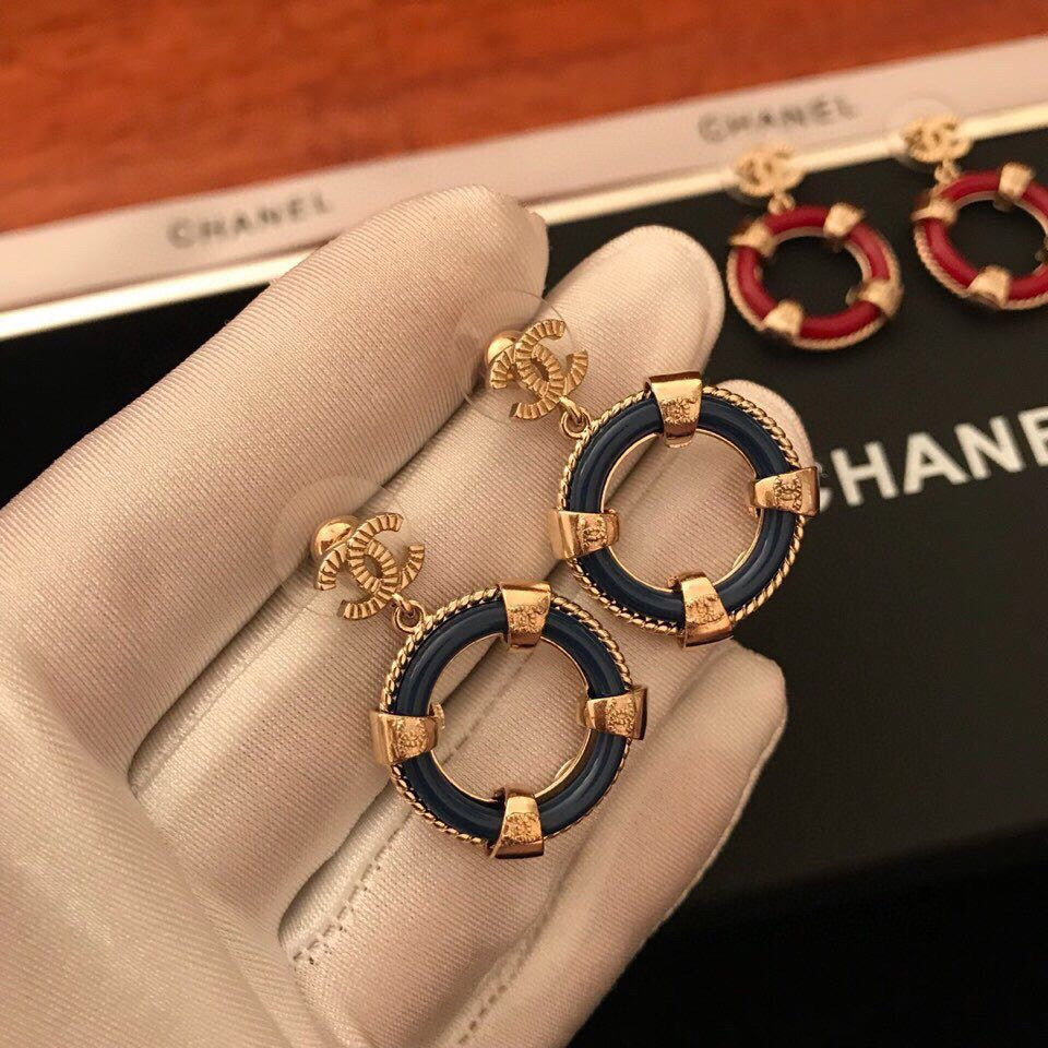 yellow brass double c Stud Earrings for women - alternate angle view 6