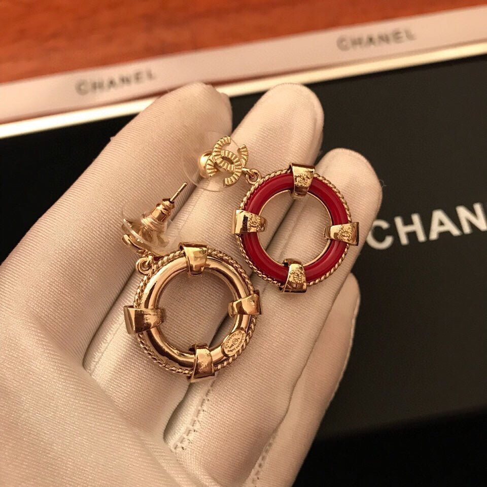 yellow brass double c Stud Earrings for women - alternate angle view 5